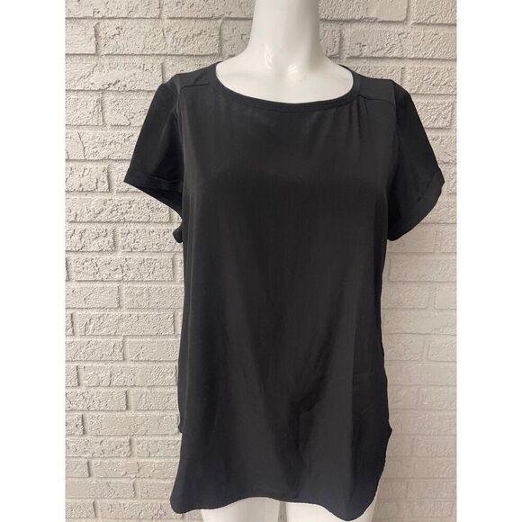 Chico’s Women Black Short Sleeve Blouse Size 1 - Picture 1 of 7